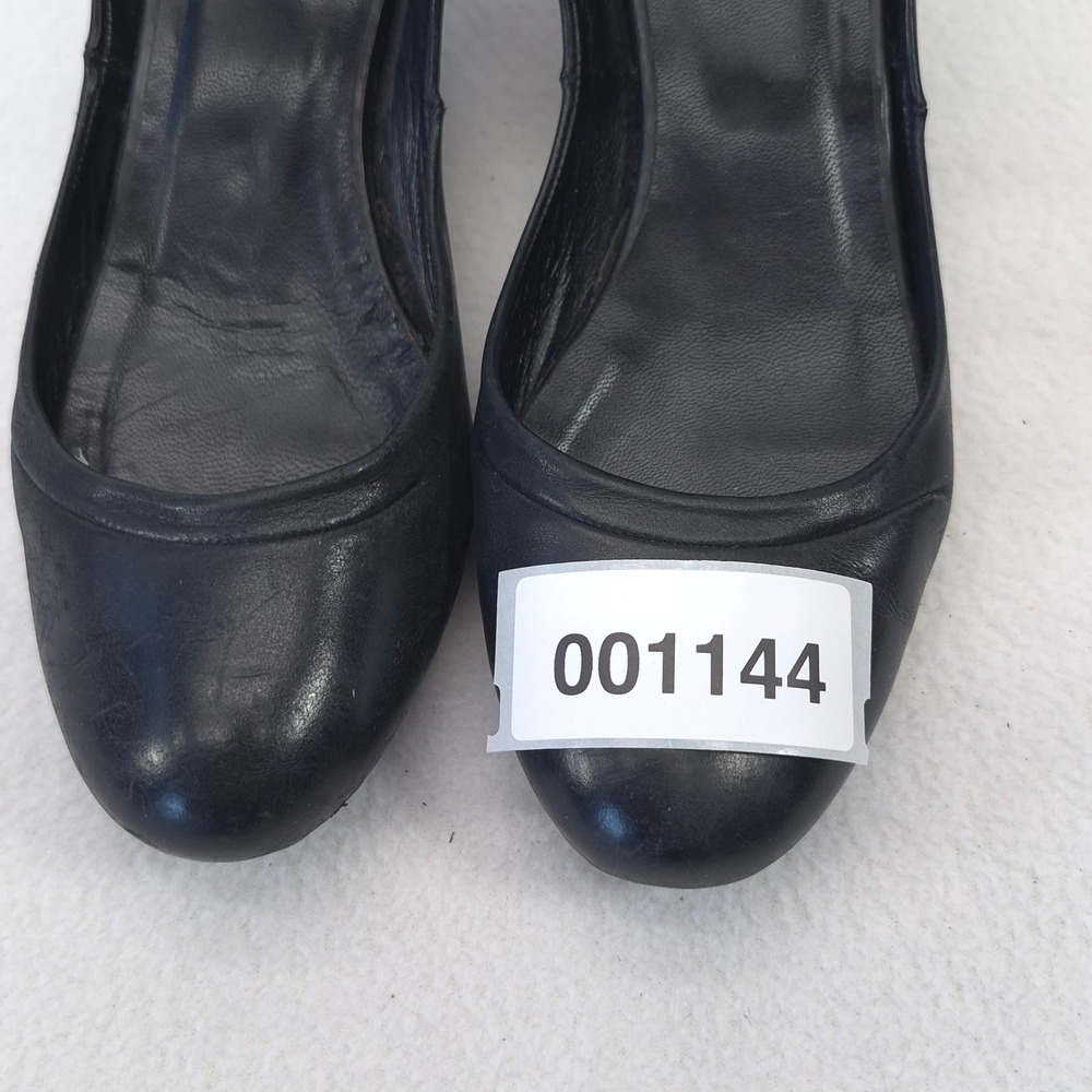 Vialis Black Leather Mary Jane Heels Buttoned Strap Round Toe Size 6 - Picture 12 of 12